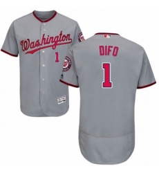 Mens Majestic Washington Nationals 1 Wilmer Difo Grey Road Flex Base Authentic Collection MLB Jersey