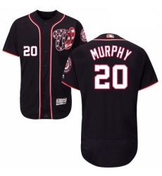 Mens Majestic Washington Nationals 20 Daniel Murphy Navy Blue Alternate Flex Base Authentic Collection MLB Jersey