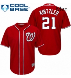 Mens Majestic Washington Nationals 21 Brandon Kintzler Replica Red Alternate 1 Cool Base MLB Jersey 