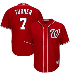 Nationals 7 Trea Turner Red Cool Base Jersey