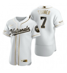 Washington Nationals 7 Trea Turner White Nike Mens Authentic Golden Edition MLB Jersey