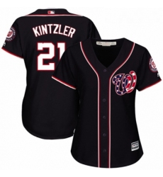 Womens Majestic Washington Nationals 21 Brandon Kintzler Authentic Navy Blue Alternate 2 Cool Base MLB Jersey 