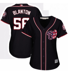 Womens Majestic Washington Nationals 56 Joe Blanton Replica Navy Blue Alternate 2 Cool Base MLB Jersey