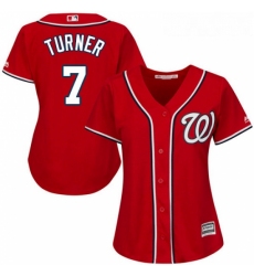 Womens Majestic Washington Nationals 7 Trea Turner Authentic Red Alternate 1 Cool Base MLB Jersey