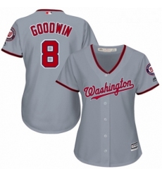 Womens Majestic Washington Nationals 8 Brian Goodwin Authentic Grey Road Cool Base MLB Jersey 