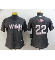 Women's Washington Nationals #22 Juan Soto 2022 Gray City Connect Cherry Blossom Cool Base Stitched Jersey