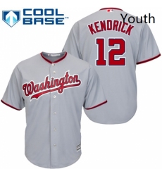 Youth Majestic Washington Nationals 12 Howie Kendrick Authentic Grey Road Cool Base MLB Jersey 