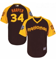 Youth Majestic Washington Nationals 34 Bryce Harper Authentic Brown 2016 All Star National League BP Cool Base MLB Jersey