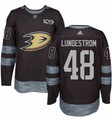 Mens Adidas Anaheim Ducks 48 Isac Lundestrom Authentic Black 1917 2017 100th Anniversary NHL Jersey 