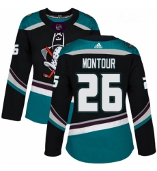 Womens Adidas Anaheim Ducks 26 Brandon Montour Authentic Black Teal Third NHL Jersey 