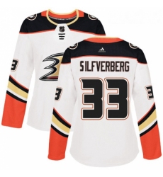 Womens Adidas Anaheim Ducks 33 Jakob Silfverberg Authentic White Away NHL Jersey 