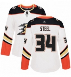 Womens Adidas Anaheim Ducks 34 Sam Steel Authentic White Away NHL Jersey 