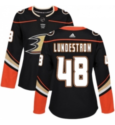 Womens Adidas Anaheim Ducks 48 Isac Lundestrom Authentic Black Home NHL Jersey 