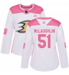 Womens Adidas Anaheim Ducks 51 Blake McLaughlin Authentic White Pink Fashion NHL Jersey 