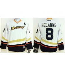 Kids Anaheim Ducks 8 Teemu Selanne White NHL Hockey Jerseys