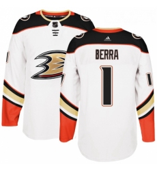 Youth Adidas Anaheim Ducks 1 Reto Berra Authentic White Away NHL Jersey 