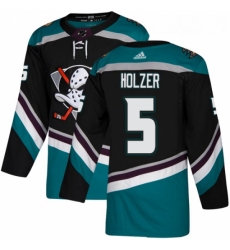 Youth Adidas Anaheim Ducks 5 Korbinian Holzer Authentic Black Teal Third NHL Jersey 