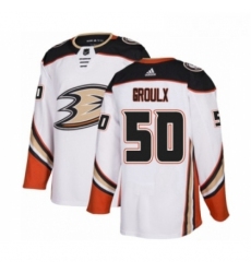 Youth Adidas Anaheim Ducks 50 Benoit Olivier Groulx Authentic White Away NHL Jersey 