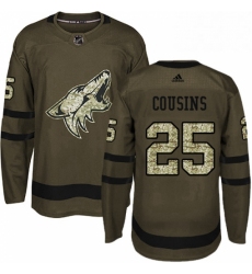 Mens Adidas Arizona Coyotes 25 Nick Cousins Premier Green Salute to Service NHL Jersey 