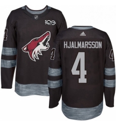 Mens Adidas Arizona Coyotes 4 Niklas Hjalmarsson Authentic Black 1917 2017 100th Anniversary NHL Jersey 