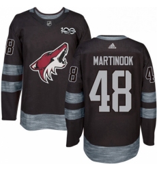 Mens Adidas Arizona Coyotes 48 Jordan Martinook Premier Black 1917 2017 100th Anniversary NHL Jersey 