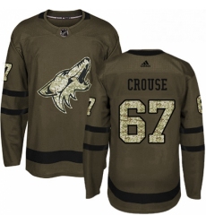 Mens Adidas Arizona Coyotes 67 Lawson Crouse Premier Green Salute to Service NHL Jersey 