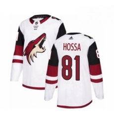 Youth Adidas Arizona Coyotes 81 Marian Hossa Authentic White Away NHL Jersey 