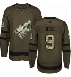 Youth Adidas Arizona Coyotes 9 Bobby Hull Premier Green Salute to Service NHL Jersey 