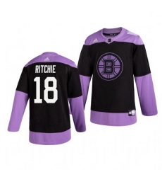 Bruins 18 Brett Ritchie Black Purple Hockey Fights Cancer Adidas Jersey