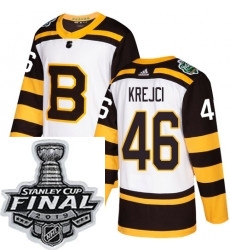 Mens Adidas Boston Bruins 46 David Krejci Authentic White 2019 Winter Classic NHL Jersey