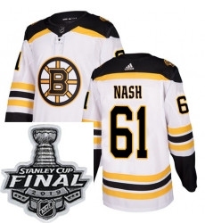 Mens Adidas Boston Bruins 61 Rick Nash Authentic White Away NHL Jersey