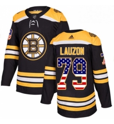 Mens Adidas Boston Bruins 79 Jeremy Lauzon Authentic Black USA Flag Fashion NHL Jersey 