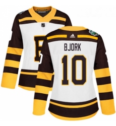 Womens Adidas Boston Bruins 10 Anders Bjork Authentic White 2019 Winter Classic NHL Jersey 