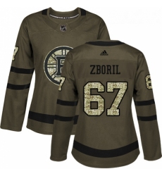 Womens Adidas Boston Bruins 67 Jakub Zboril Authentic Green Salute to Service NHL Jersey 