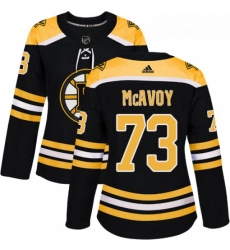 Womens Adidas Boston Bruins 73 Charlie McAvoy Authentic Black Home NHL Jersey 