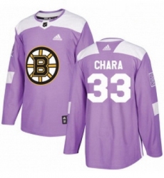 Youth Adidas Boston Bruins 33 Zdeno Chara Authentic Purple Fights Cancer Practice NHL Jersey 