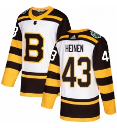 Youth Adidas Boston Bruins 43 Danton Heinen Authentic White 2019 Winter Classic NHL Jersey 