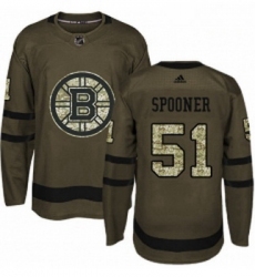 Youth Adidas Boston Bruins 51 Ryan Spooner Premier Green Salute to Service NHL Jersey 