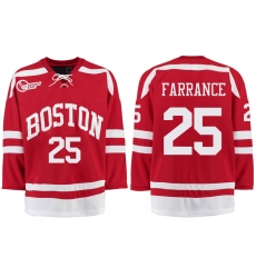 Boston University Terriers BU 25 David Farrance Red Stitched Hockey Jersey