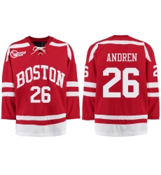 Boston University Terriers BU 26 Oskar Andren Red Stitched Hockey Jersey