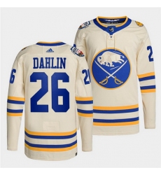 Men Buffalo Sabres 26 Rasmus Dahlin 2022 Cream Heritage Classic Stitched jersey