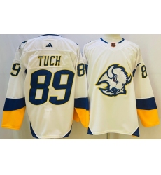 Men Buffalo Sabres 89 Alex Tuch White 2022 23 Reverse Retro Stitched Jersey