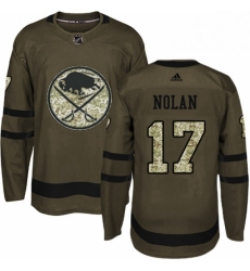 Mens Adidas Buffalo Sabres 17 Jordan Nolan Authentic Green Salute to Service NHL Jersey 