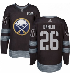 Mens Adidas Buffalo Sabres 26 Rasmus Dahlin Authentic Black 1917 2017 100th Anniversary NHL Jersey 