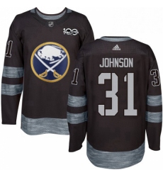 Mens Adidas Buffalo Sabres 31 Chad Johnson Authentic Black 1917 2017 100th Anniversary NHL Jersey 