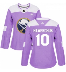 Womens Adidas Buffalo Sabres 10 Dale Hawerchuk Authentic Purple Fights Cancer Practice NHL Jersey 