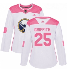 Womens Adidas Buffalo Sabres 25 Seth Griffith Authentic WhitePink Fashion NHL Jersey 