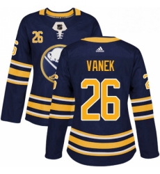 Womens Adidas Buffalo Sabres 26 Thomas Vanek Authentic Navy Blue Home NHL Jersey 