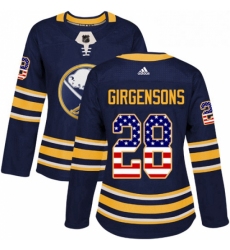 Womens Adidas Buffalo Sabres 28 Zemgus Girgensons Authentic Navy Blue USA Flag Fashion NHL Jersey 