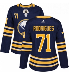 Womens Adidas Buffalo Sabres 71 Evan Rodrigues Authentic Navy Blue Home NHL Jersey 